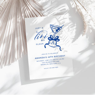 Invitación Minimalista Martini Chic Cumpleaños Azul