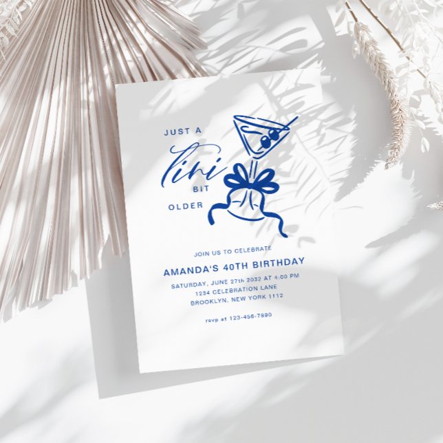 Invitación Minimalista Martini Chic Cumpleaños Azul (Subido por el creador)