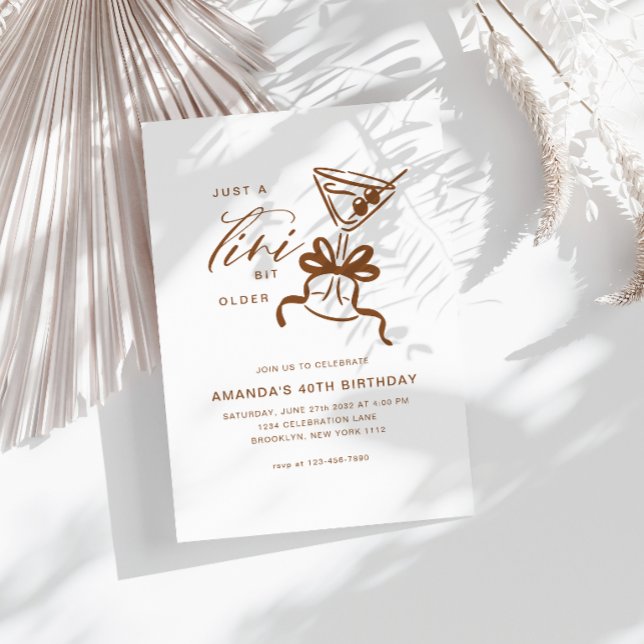 Invitación Minimalista Martini Chic Cumpleaños Marrón (Subido por el creador)