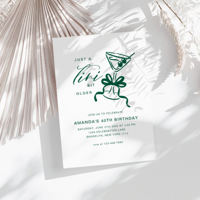Invitación Minimalista Martini Chic Cumpleaños Verde (Subido por el creador)