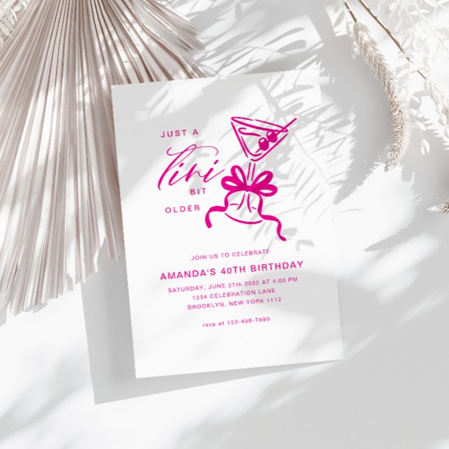 Invitación Minimalista Martini Chic Magenta Cumpleaños  (Subido por el creador)