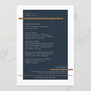Invitación Minimalista menú blanco de oro anticuado de la mar
