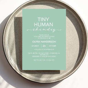 Invitación Minimalista Mint Tiny Human Shindig Baby Shower