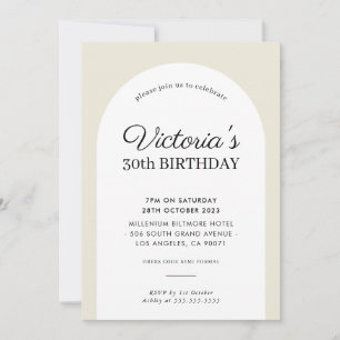 Invitación MINIMALISTA moda de cumpleaños crema de marfil mod