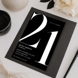 Invitación Minimalista Moda moderna negra 21 cumpleaños<br><div class="desc">Minimalista Moda moderna negra Invitación de cumpleaños 21</div>
