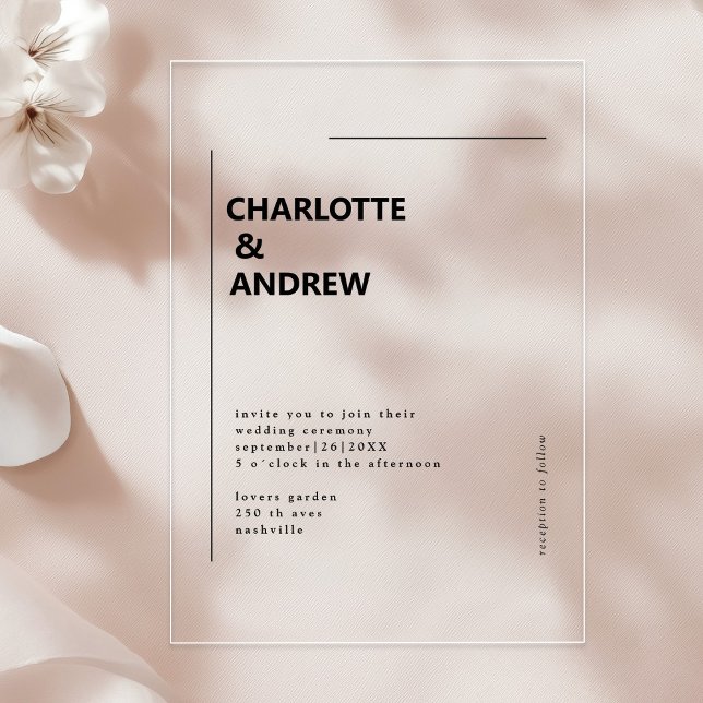 Invitación minimalista moderna (Minimal, moderne Einladung Acrylic Invitations)