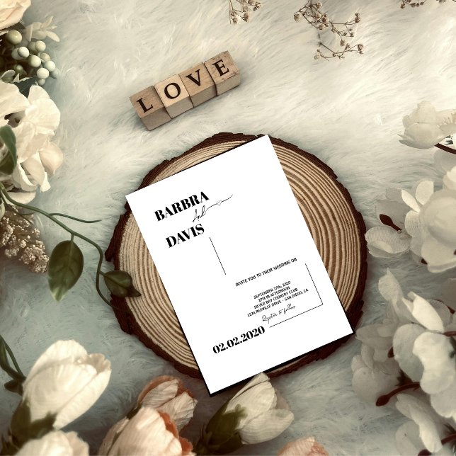 Invitación minimalista moderna a la boda blanca y  (Subido por el creador)