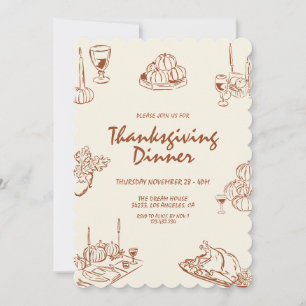 Invitación Minimalista moderna a la cena de Acción