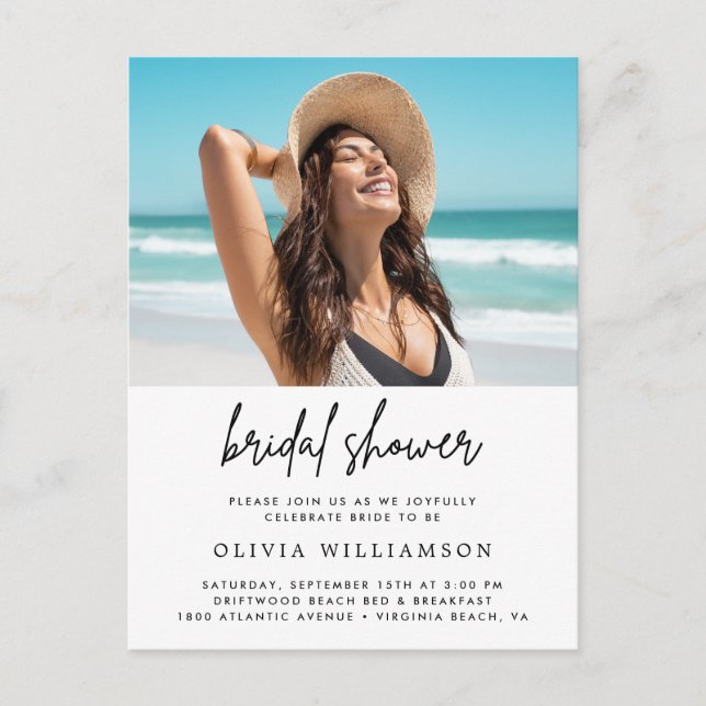 Invitación Minimalista moderna a la ducha de novia (Anverso)