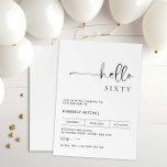 Invitación minimalista moderna a la fiesta de cump<br><div class="desc">Esta minimalista tipografía, la invitación a la fiesta de cumpleaños número 60, es perfecta para una fiesta de cumpleaños moderna. El diseño es sencillo y presenta una tipografía minimalista clásica en blanco y negro con un toque moderno. Personalizable de cualquier color. Mantenga el diseño minimalista y elegante, tal como está,...</div>