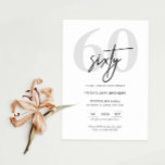 Invitación minimalista moderna a la fiesta de cump<br><div class="desc">Esta minimalista tipografía, la invitación a la fiesta de cumpleaños número 60, es perfecta para una fiesta de cumpleaños moderna. El diseño es sencillo y presenta una tipografía minimalista clásica en blanco y negro con un toque moderno. Personalizable en cualquier color. Mantenga el diseño minimalista y elegante, tal como está,...</div>