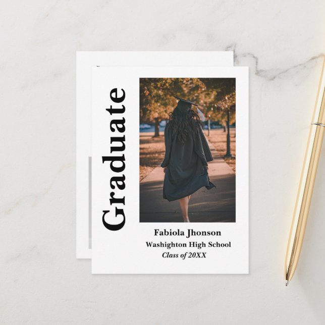 Invitación minimalista moderna a la graduación de  (Anverso/Reverso In Situ)