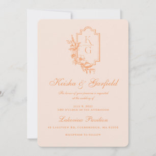 Invitación Minimalista Moderna   Boda Melocotón y Rubor