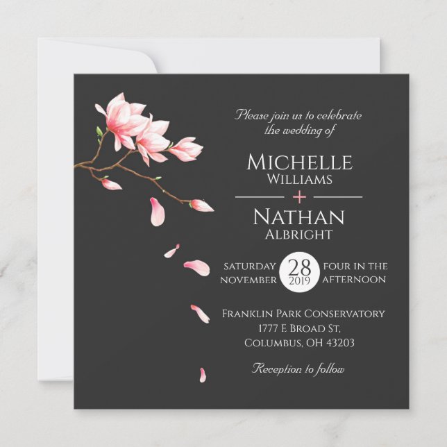 Invitación minimalista moderna de la flor de (Anverso)