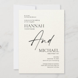 Invitación minimalista moderna de marfil negro