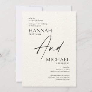Invitación minimalista moderna de marfil negro