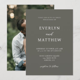 Invitación Minimalista Moderna Gris Oliva