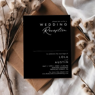 Invitación Minimalista Moderna   Recepción de Boda Negra