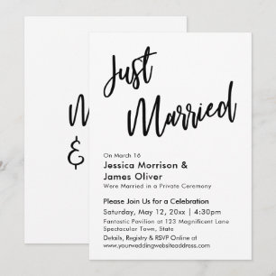 Invitación Minimalista Moderna Recién Casados Blanco y Negro