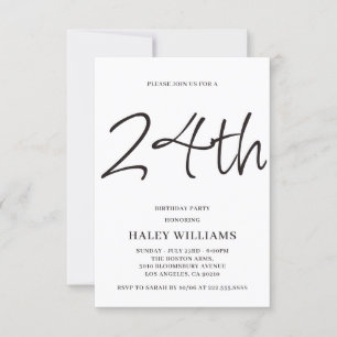 Invitación Minimalista Moderna Simple Caligrafía Cumpleaños 2