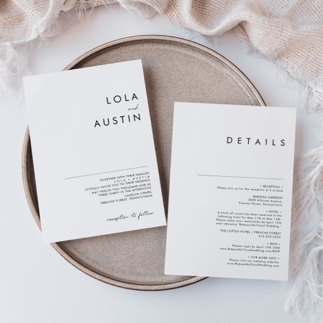 Invitación Minimalista moderna todo en una boda (Subido por el creador)