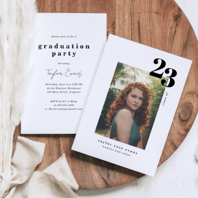 Invitación Minimalista moderno 2023 | Graduación fotográfica (Modern Minimalist 2023 | Photo Graduation Invitation)