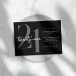 Invitación Minimalista moderno 21º cumpleaños<br><div class="desc">Moderna invitación minimalista de 21 años con un diseño sencillo con tipografía de moda y escritura elegante.</div>