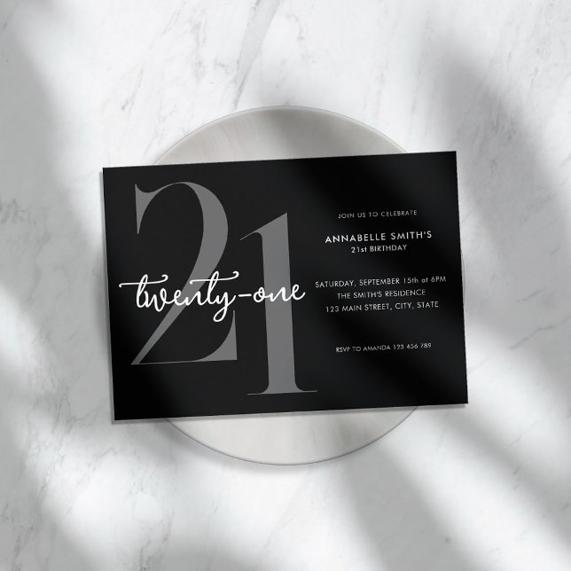 Invitación Minimalista moderno 21º cumpleaños (Subido por el creador)