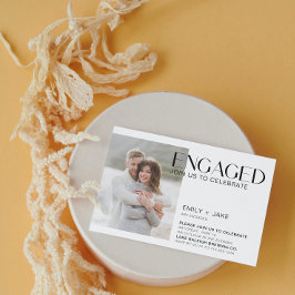 Invitación Minimalista moderno 2 foto Compromiso blanco y neg