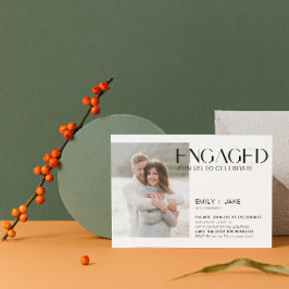 Invitación Minimalista moderno 4 Compromiso en blanco y negro