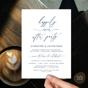 Invitación Minimalista moderno, azul de la marina, Elopement 