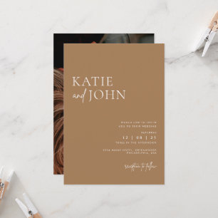 Invitación Minimalista moderno Beige Tan Boho Boda