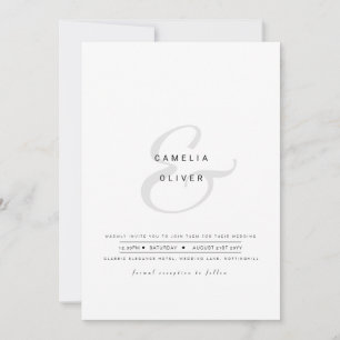 Invitación Minimalista moderno blanco Ampersand Boda