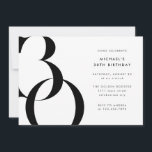 Invitación Minimalista moderno blanco negro 30 Fiesta de cump<br><div class="desc">Moderno estilo minimalista 30ª invitación de fiesta de cumpleaños en blanco y negro, plantilla editable para los detalles del evento personalizado. Esta invitación a la fiesta de cumpleaños es la elección perfecta si buscas una invitación para 30 años, una elegante invitación para una fiesta de cumpleaños, una invitación para un...</div>