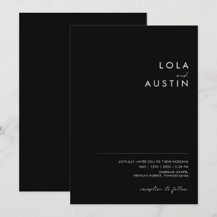 Invitación Minimalista moderno   Boda Casual Negro