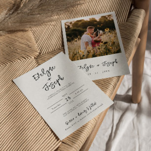 Invitación Minimalista moderno Boda de fotografía en blanco y