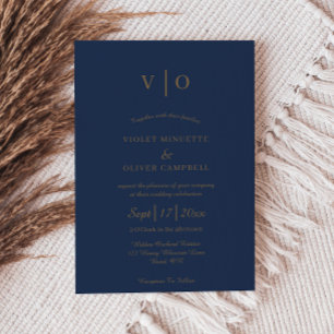 Invitación Minimalista moderno   Boda del Monograma de Oro de