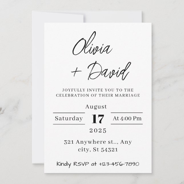 Invitación minimalista, moderno, boho, Boda fotográfico (Anverso)