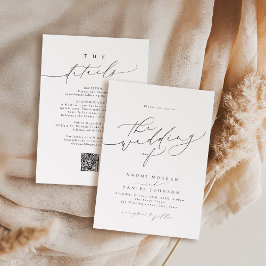 Invitación Minimalista Moderno Chic Letra Elegante Boda
