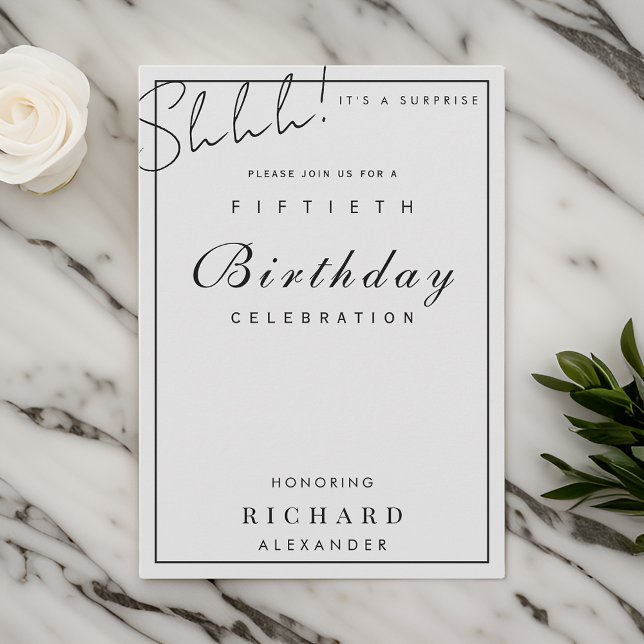 Invitación Minimalista moderno CUALQUIER hito Sorpresa Cumple (Subido por el creador)