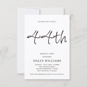 Invitación Minimalista Moderno Cumpleaños Simple Caligrafía 4