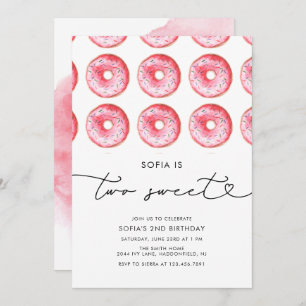 Invitación Minimalista moderno Donut Two Sweet Birthday