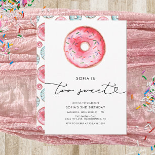 Invitación Minimalista moderno Donut Two Sweet Birthday