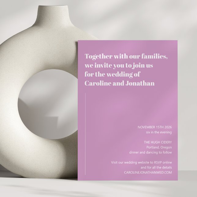 Invitación Minimalista moderno estético simple Boda púrpura (Subido por el creador)