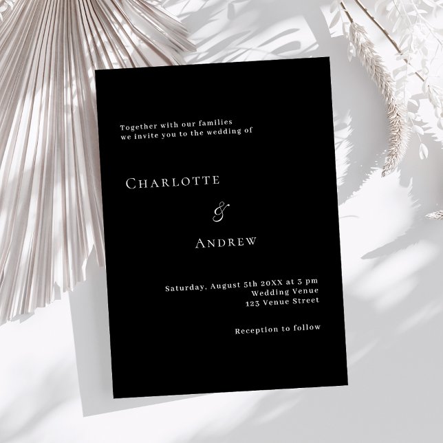 Invitación minimalista moderno formal blanco negro boda (Subido por el creador)