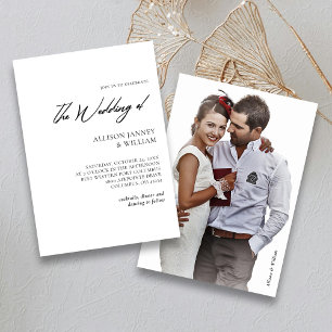 Invitación Minimalista moderno: foto de Boda blanco y negro