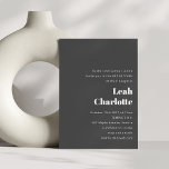 Invitación Minimalista moderno negrita negro simple murciélag<br><div class="desc">Moderna Minimalista retro simple Boda invitan a Mitzvah en negro</div>