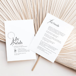 Invitación Minimalista moderno negro y blanco todo en un Boda