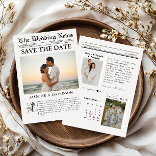 Invitación Minimalista moderno periódico de boda salvar la fe