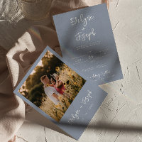 Minimalista Moderno Periwinkle Photo Boho Boda